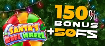 150% Bonus + 50 FS on Santa's Reel Wheel