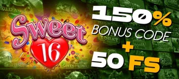 150% Bonus + 50 Free Spins on Sweet 16