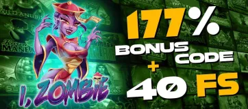 177% Bonus + 40 Free Spins on I, Zombie