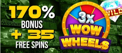 3x Wow Wheels Game with 35 free spins