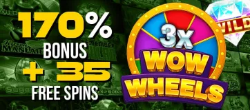 3x Wow Wheels Game with 35 free spins